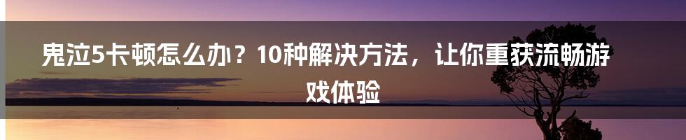 鬼泣5卡顿怎么办？10种解决方法，让你重获流畅游戏体验