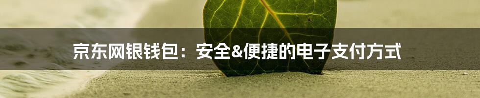 京东网银钱包：安全&便捷的电子支付方式