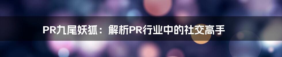 PR九尾妖狐：解析PR行业中的社交高手