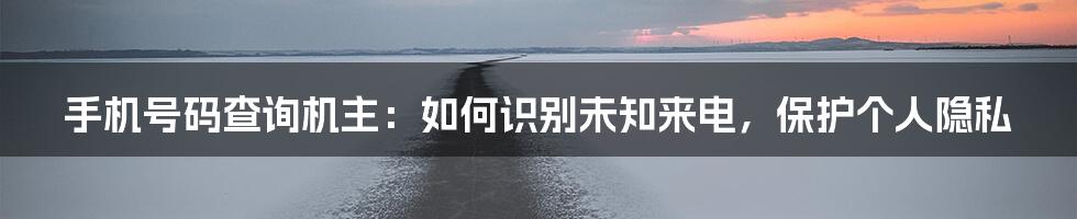 手机号码查询机主：如何识别未知来电，保护个人隐私