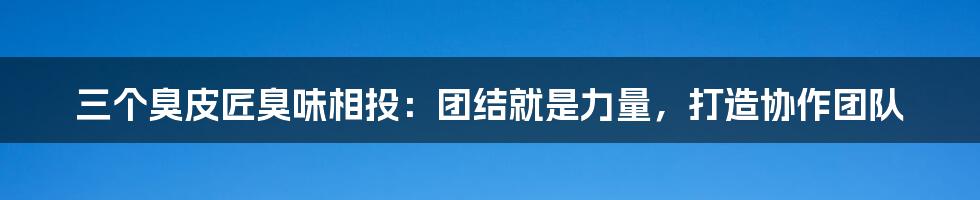 三个臭皮匠臭味相投：团结就是力量，打造协作团队