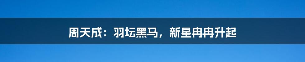 周天成：羽坛黑马，新星冉冉升起