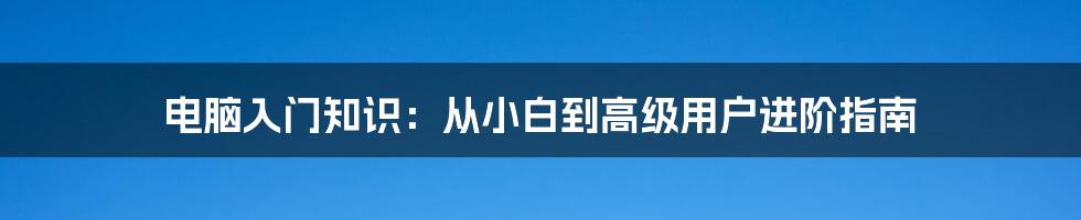 电脑入门知识：从小白到高级用户进阶指南