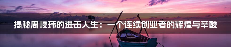 揭秘周峻玮的进击人生：一个连续创业者的辉煌与辛酸