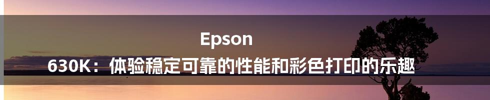 Epson 630K：体验稳定可靠的性能和彩色打印的乐趣