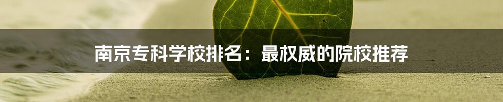 南京专科学校排名：最权威的院校推荐