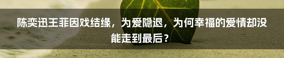 陈奕迅王菲因戏结缘，为爱隐退，为何幸福的爱情却没能走到最后？