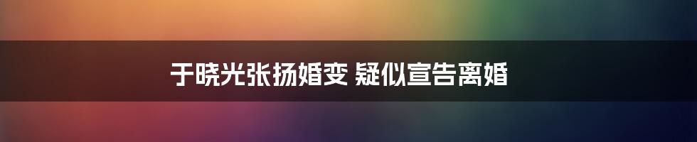 于晓光张扬婚变 疑似宣告离婚