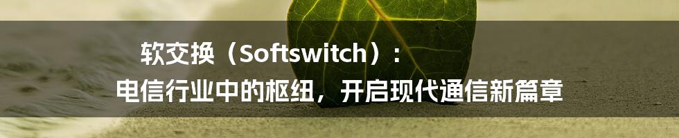 软交换（Softswitch）: 电信行业中的枢纽，开启现代通信新篇章