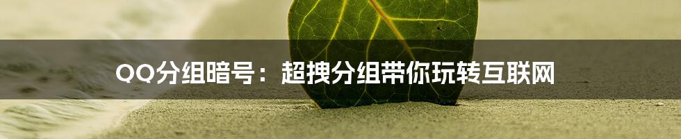 QQ分组暗号：超拽分组带你玩转互联网