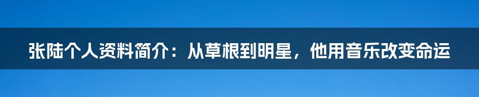 张陆个人资料简介：从草根到明星，他用音乐改变命运