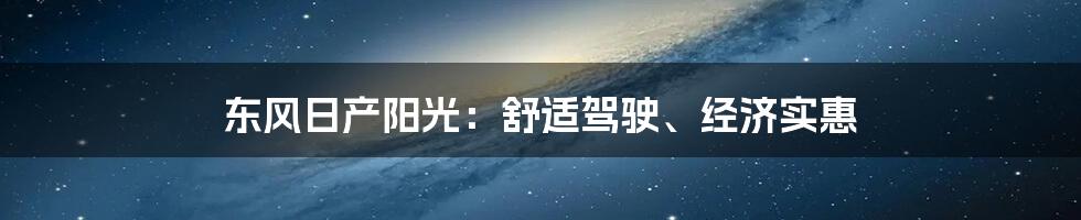 东风日产阳光：舒适驾驶、经济实惠