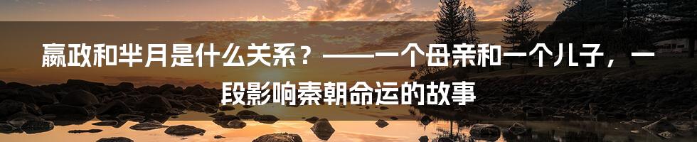 嬴政和芈月是什么关系？——一个母亲和一个儿子，一段影响秦朝命运的故事