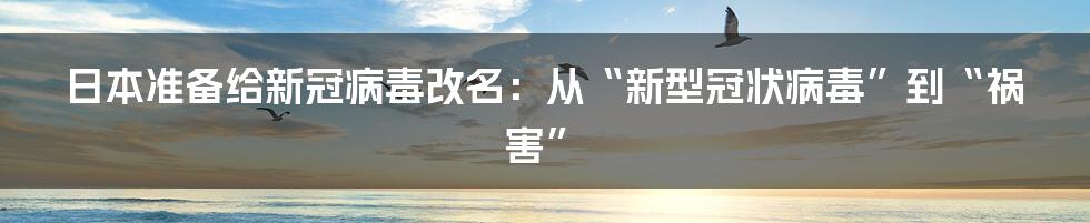 日本准备给新冠病毒改名：从“新型冠状病毒”到“祸害”