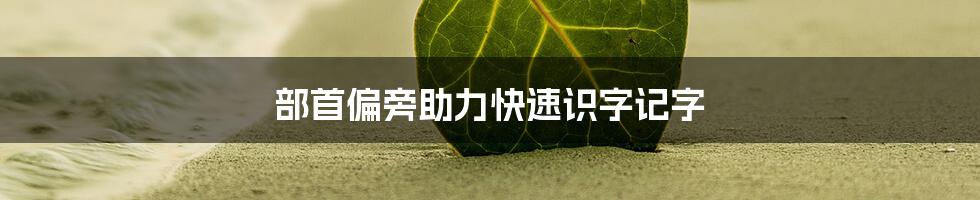 部首偏旁助力快速识字记字