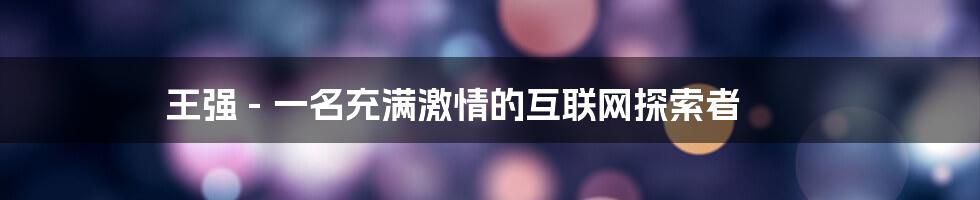 王强 - 一名充满激情的互联网探索者