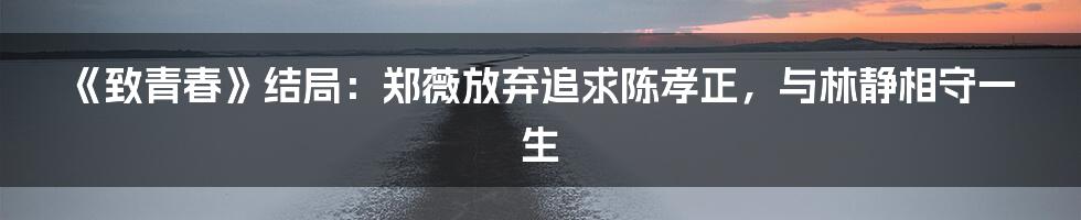 《致青春》结局：郑薇放弃追求陈孝正，与林静相守一生