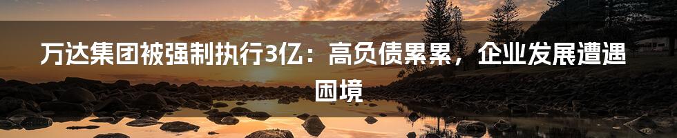 万达集团被强制执行3亿：高负债累累，企业发展遭遇困境