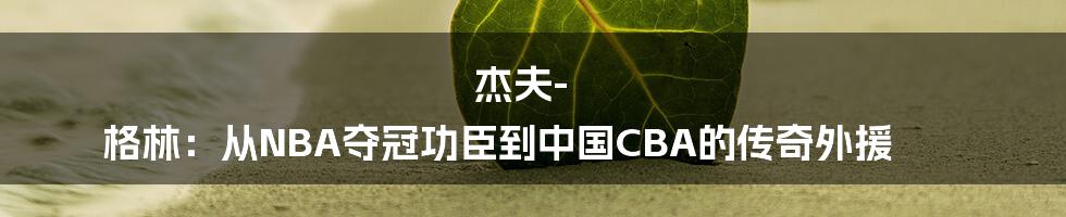 杰夫-格林：从NBA夺冠功臣到中国CBA的传奇外援