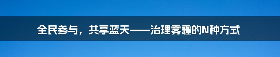 全民参与，共享蓝天——治理雾霾的N种方式