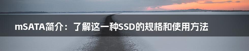 mSATA简介：了解这一种SSD的规格和使用方法