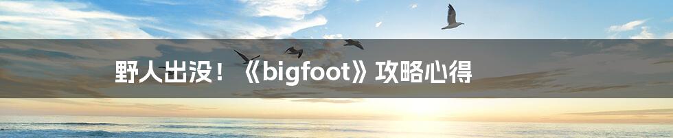 野人出没！《bigfoot》攻略心得