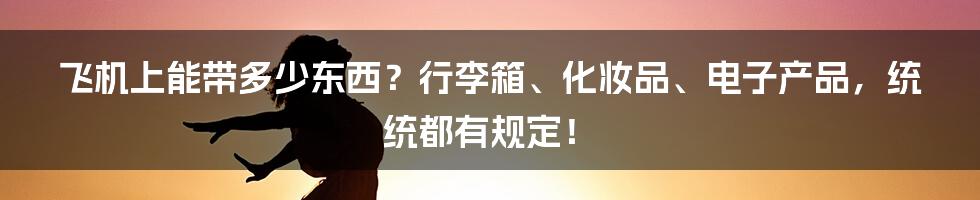 飞机上能带多少东西？行李箱、化妆品、电子产品，统统都有规定！