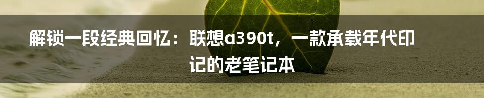 解锁一段经典回忆：联想a390t，一款承载年代印记的老笔记本