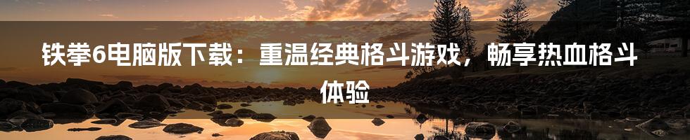 铁拳6电脑版下载：重温经典格斗游戏，畅享热血格斗体验