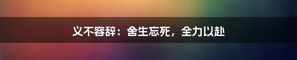 义不容辞：舍生忘死，全力以赴