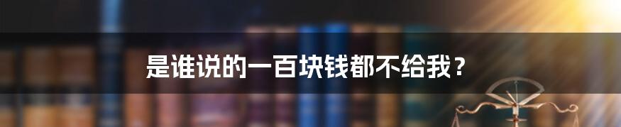 是谁说的一百块钱都不给我？