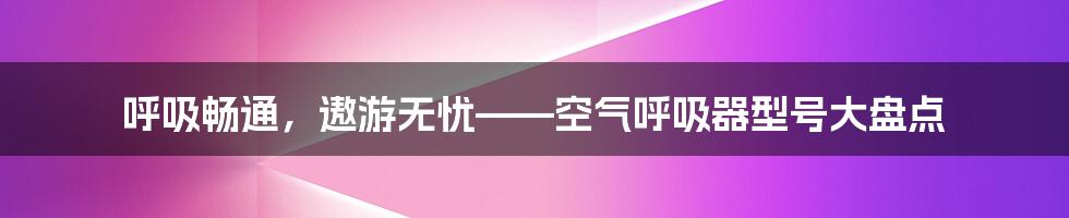 呼吸畅通，遨游无忧——空气呼吸器型号大盘点