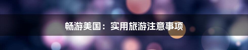 畅游美国：实用旅游注意事项