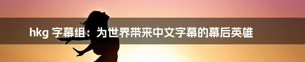 hkg 字幕组：为世界带来中文字幕的幕后英雄