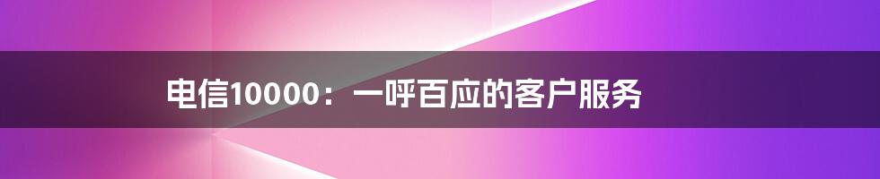 电信10000：一呼百应的客户服务