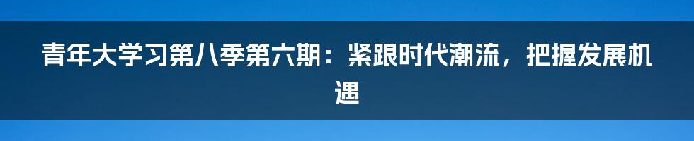 青年大学习第八季第六期：紧跟时代潮流，把握发展机遇