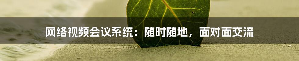 网络视频会议系统：随时随地，面对面交流