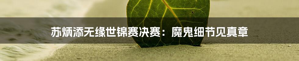 苏炳添无缘世锦赛决赛：魔鬼细节见真章