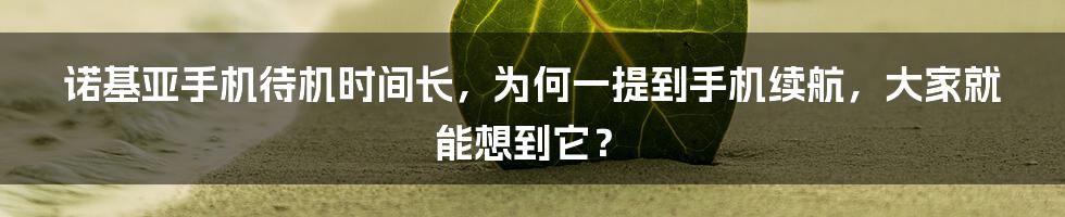 诺基亚手机待机时间长，为何一提到手机续航，大家就能想到它？