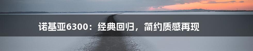 诺基亚6300：经典回归，简约质感再现