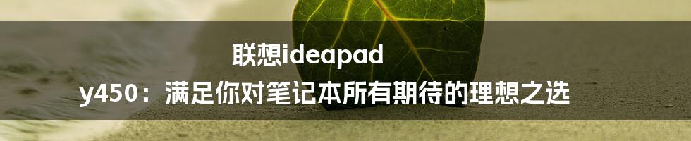 联想ideapad y450：满足你对笔记本所有期待的理想之选