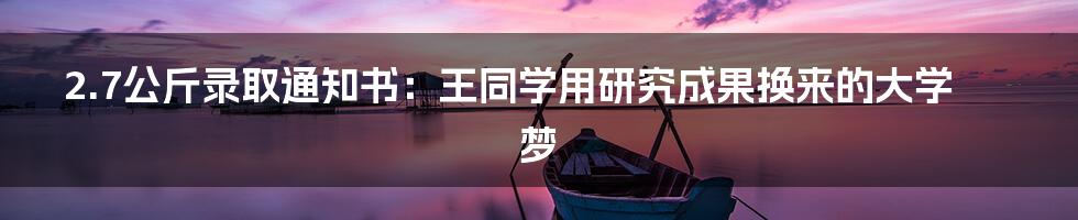 2.7公斤录取通知书：王同学用研究成果换来的大学梦