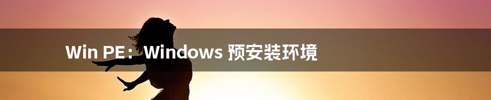 Win PE：Windows 预安装环境