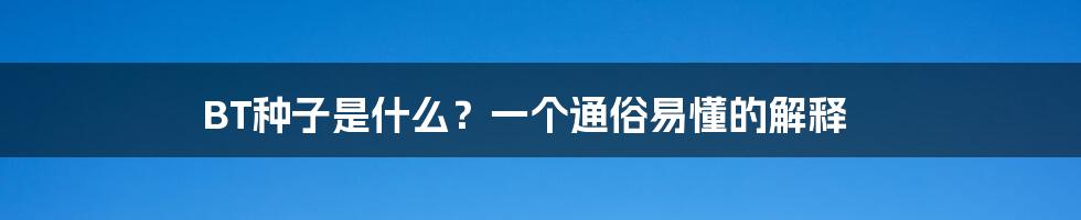 BT种子是什么？一个通俗易懂的解释