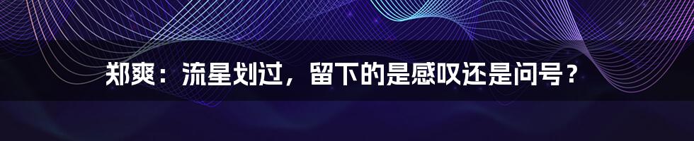 郑爽：流星划过，留下的是感叹还是问号？