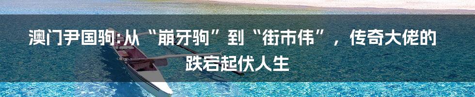 澳门尹国驹:从“崩牙驹”到“街市伟”，传奇大佬的跌宕起伏人生