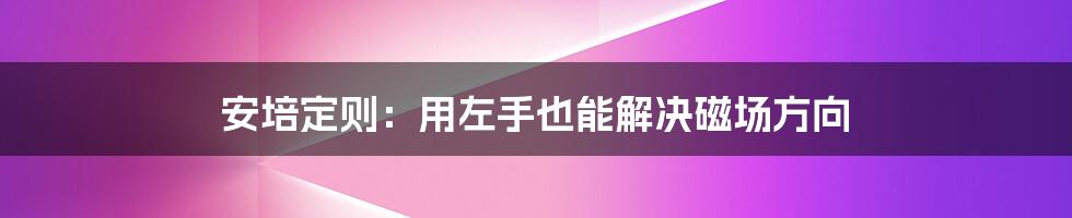 安培定则：用左手也能解决磁场方向