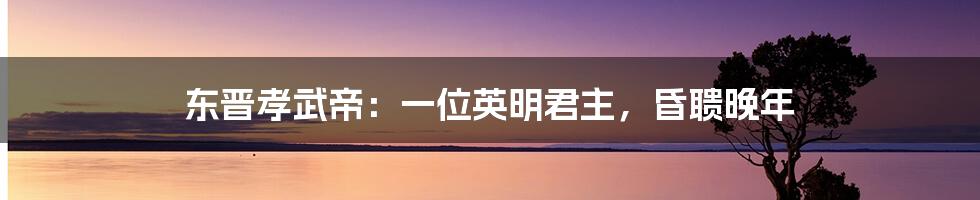 东晋孝武帝：一位英明君主，昏聩晚年