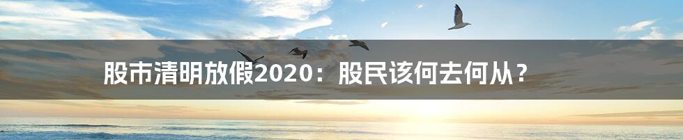 股市清明放假2020：股民该何去何从？