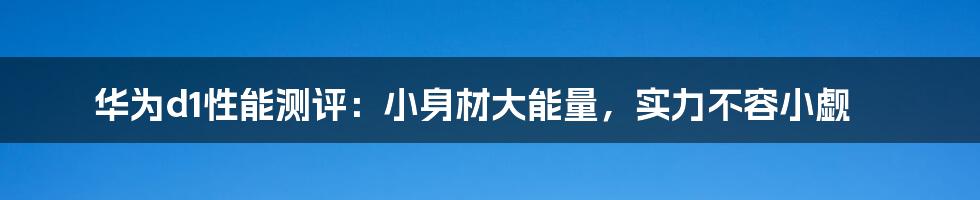 华为d1性能测评：小身材大能量，实力不容小觑